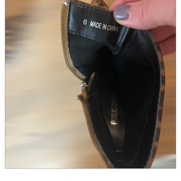 Public Desire Empire Pointed Ankle Boots Brown Black Leopard Western Print Sz 6 - Picture 4 of 9